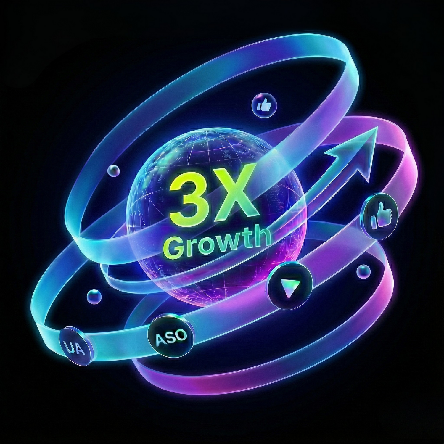 App growth visualization showing 3x growth metrics and scaling trajectory